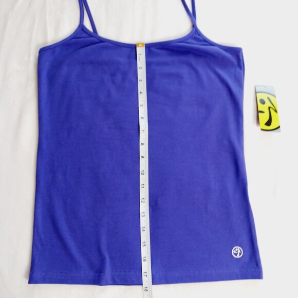 Zumba, NWT, Spaghetti Tank, Amethyst Color, Splatter Paint Print on Back, Size L - Picture 11 of 15